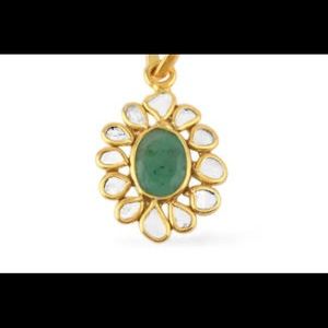 Polki diamon & Emerald necklace in YG/STS